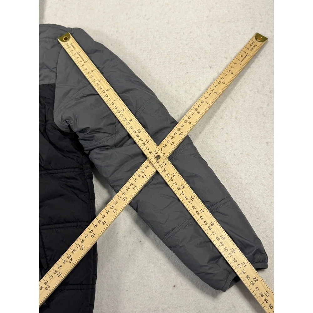 Eddie Bauer Reversible Puffer Jacket Adult Small Gray Black Hooded Full Zip